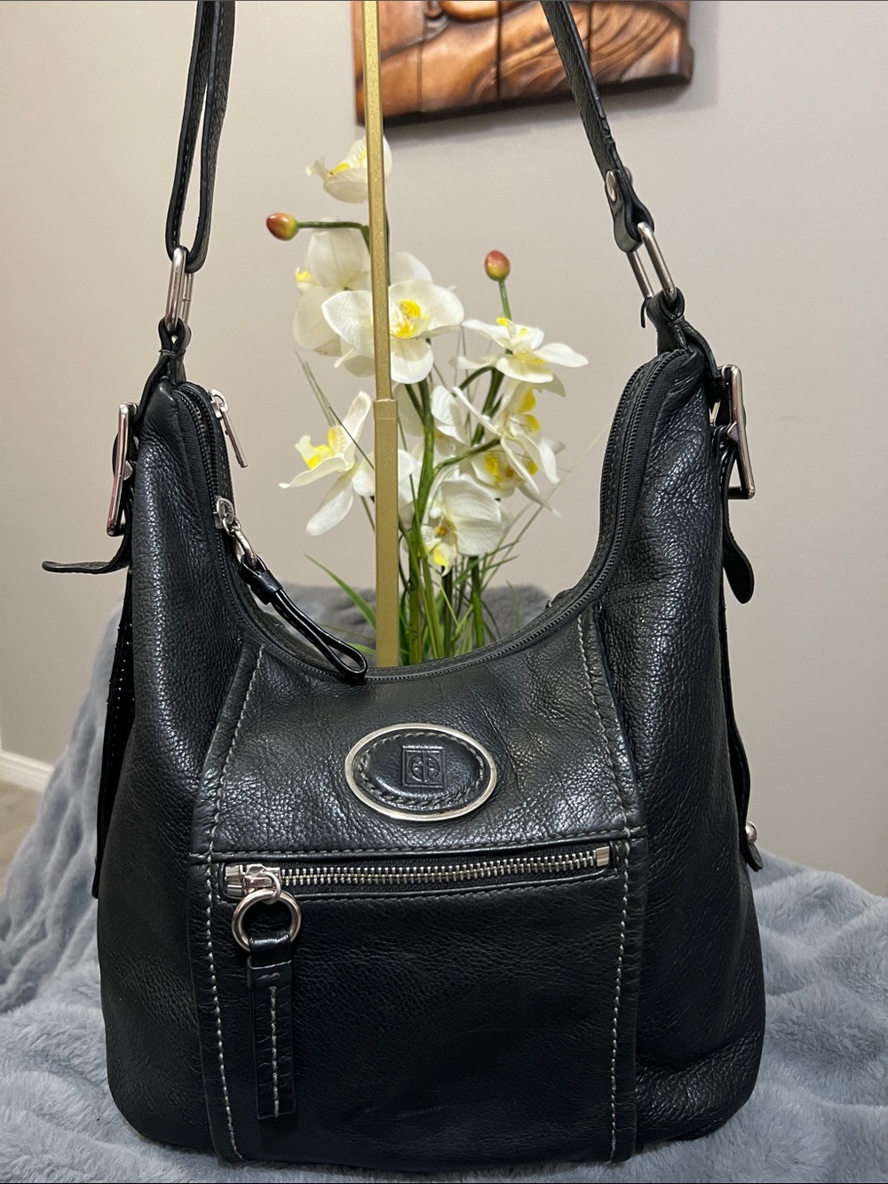 Giani Bernini Black Nappa Leather Hobo Shoulder Bag EUC retail $149